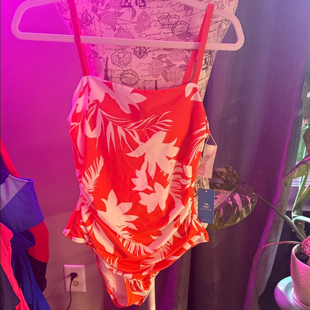 Tropical Swimwear in Orange and White